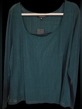 Eloquii Teal Long-Sleeve Scoop Neck Top